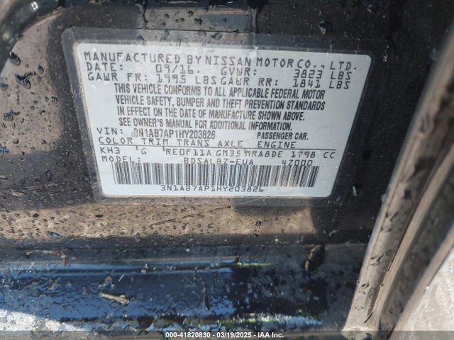 3N1AB7AP1HY203826 Nissan SENTRA S