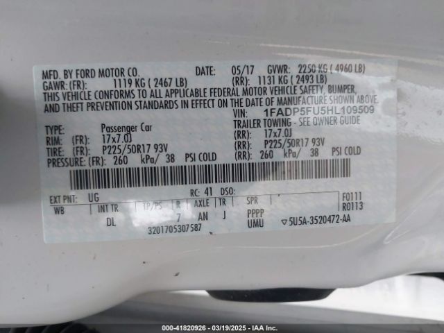 1FADP5FU5HL109509 Ford C-max Energi Titanium