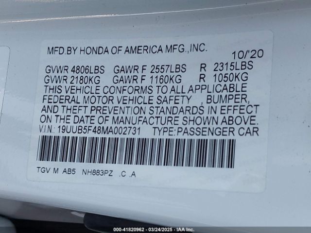 19UUB5F48MA002731 Acura Tlx Technology Package