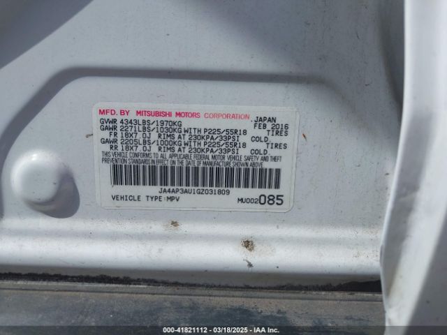 2016 MITSUBISHI OUTLANDER SPORT JA4AP3AU1GZ031809 Photo 8