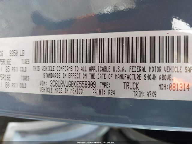 3C6URVJG8KE558809 RAM Promaster 3500 Cargo Van High Roof 159 Wb Ext