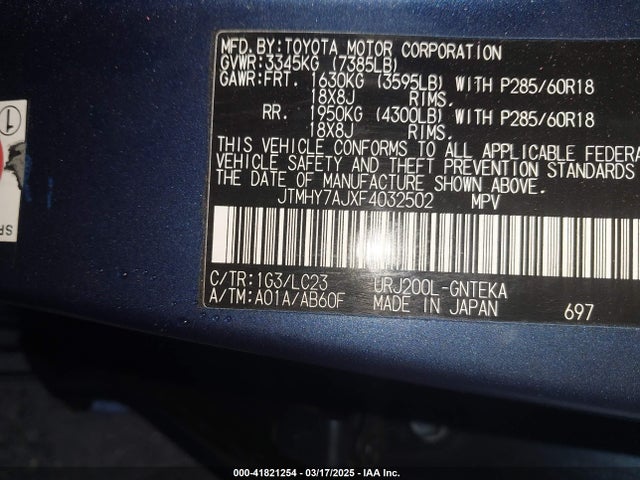 JTMHY7AJXF4032502 Toyota Land Cruiser V8