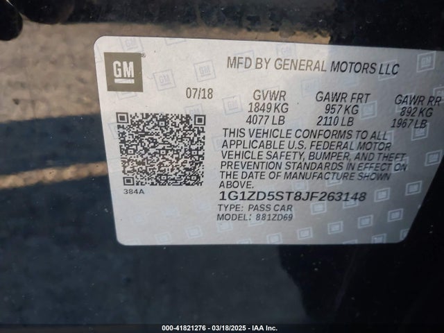 Chevrolet MALIBU LT 2018 1G1ZD5ST8JF263148 Image 9