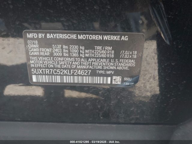 5UXTR7C52KLF24627 BMW X3 Sdrive30i