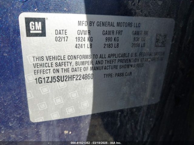 1G1ZJ5SU2HF224860 Chevrolet MALIBU HYBRID