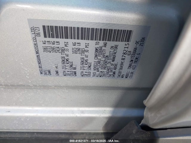5N1BT3BA9PC878215 Nissan Rogue Sv Fwd
