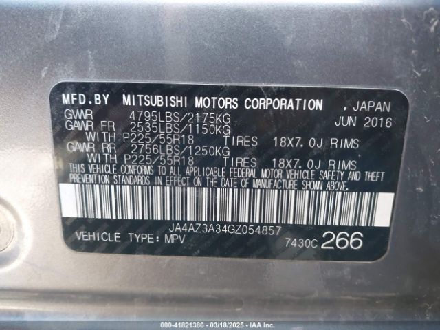 JA4AZ3A34GZ054857 Mitsubishi Outlander Es/se/sel