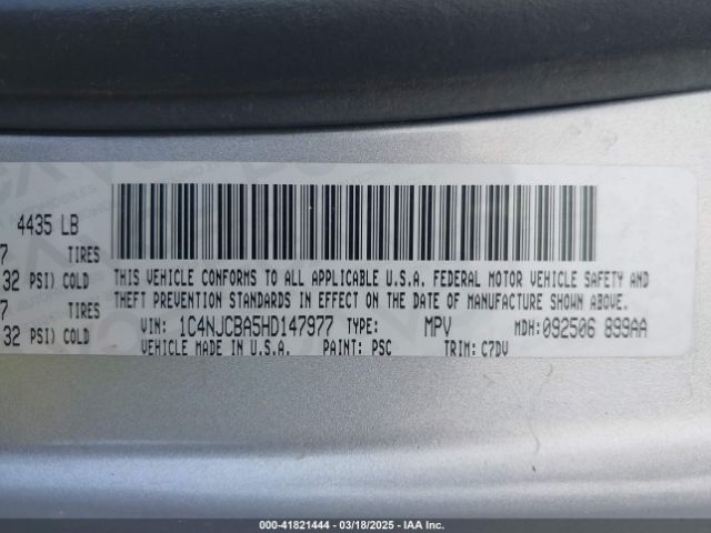 1C4NJCBA5HD147977 Jeep Compass Sport Fwd