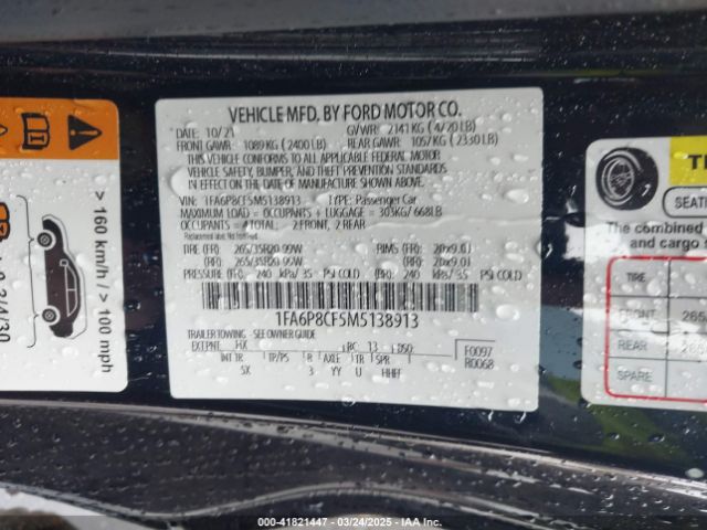 1FA6P8CF5M5138913 Ford Mustang Gt Premium Fastback