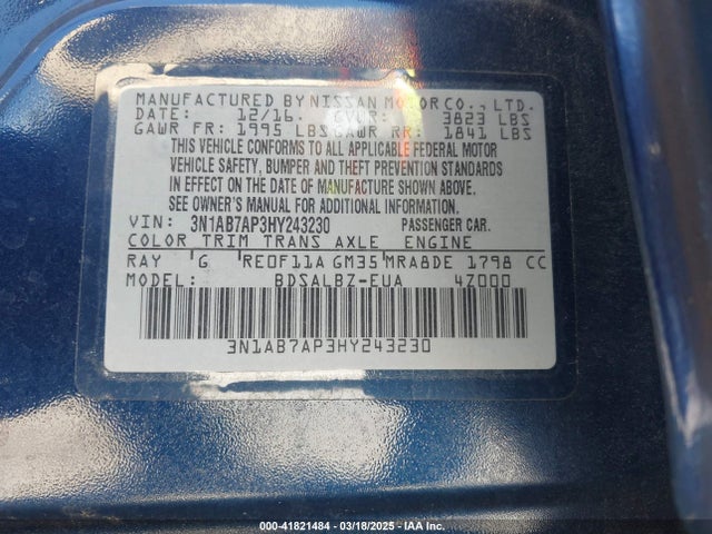 Nissan SENTRA S 2017 3N1AB7AP3HY243230 Image 9