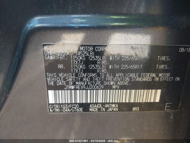 JTMWFREV9JJ200629 Toyota Rav4 Xle