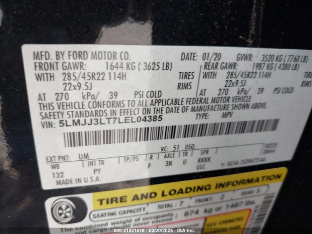 5LMJJ3LT7LEL04385 Lincoln Navigator Reserve L