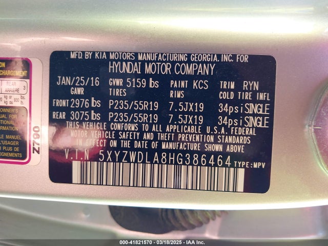 5XYZWDLA8HG386464 Hyundai Santa Fe Sport 2.0t Ultimate