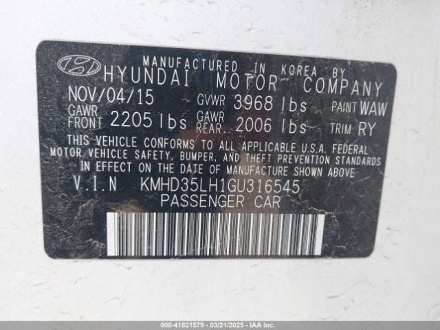KMHD35LH1GU316545 Hyundai ELANTRA GT