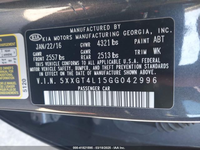 5XXGT4L15GG042996 KIA Optima Lx Turbo