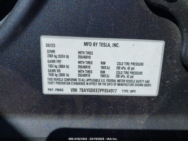2023 TESLA MODEL Y 7SAYGDEE2PF854917 Photo 8