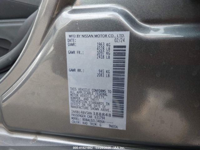 1N4BL4BV5RN388848 Nissan Altima S Fwd