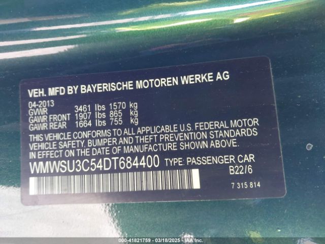 2013 MINI HARDTOP WMWSU3C54DT684400 Photo 8