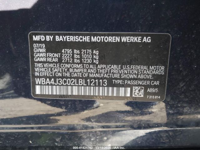 WBA4J3C02LBL12113 BMW 430i Gran Coupe Xdrive