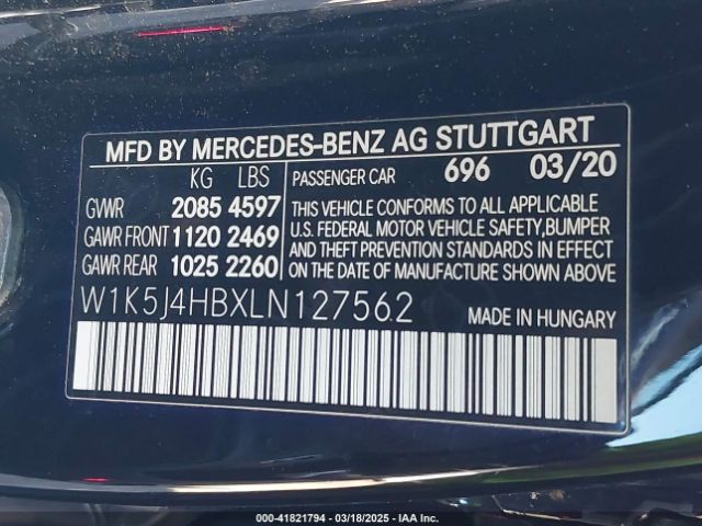 W1K5J4HBXLN127562 Mercedes-Benz CLA 250 4MATIC