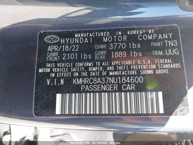 KMHRC8A37NU184600 Hyundai Venue Limited