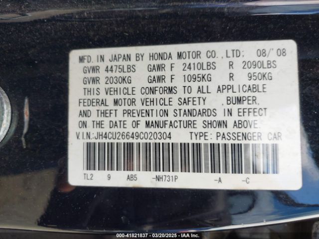 2009 ACURA TSX JH4CU26649C020304 Photo 8