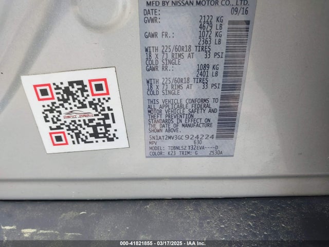 5N1AT2MV3GC924224 Nissan Rogue Sl