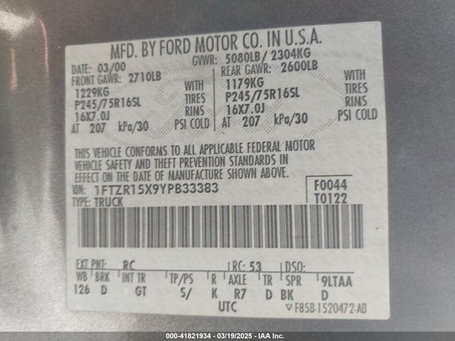 Продажа на аукционе авто 2000 Ford Ranger Xlt, vin: 1FTZR15X9YPB33383, номер лота: 41821934