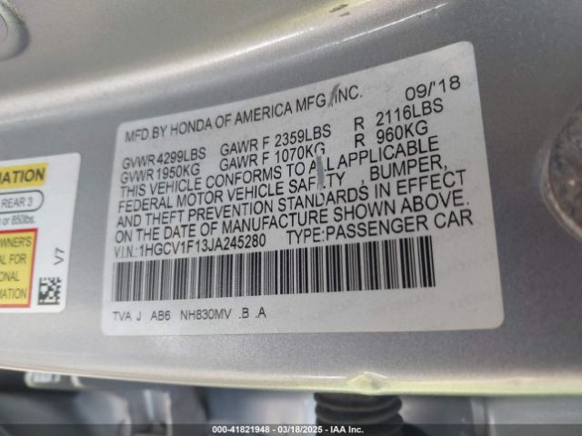 1HGCV1F13JA245280 Honda ACCORD LX