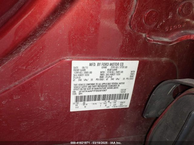 2FMTK4AP7FBB91087 Ford EDGE SPORT