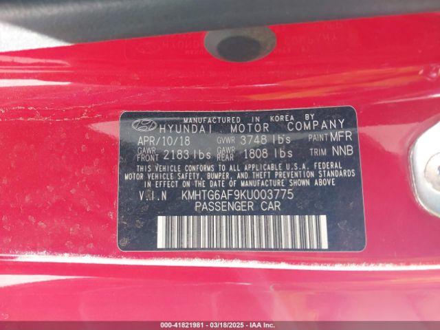 2019 HYUNDAI VELOSTER KMHTG6AF9KU003775 Photo 8