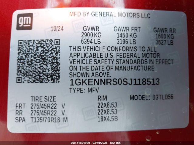 1GKENNRS0SJ118513 GMC Acadia Awd Elevation