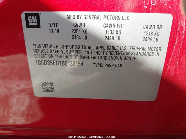 2011 CADILLAC CTS 1G6DS5ED7B0133154 Photo 8