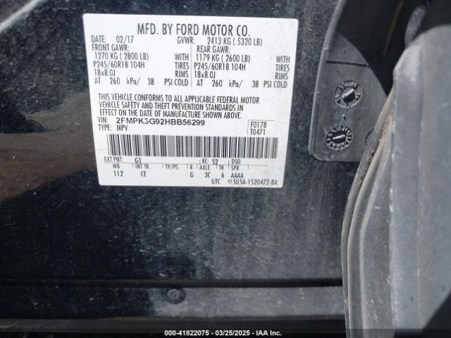 2FMPK3G92HBB56299 Ford EDGE SE