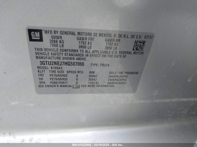 3GTU2NEJ7HG507866 GMC Sierra 1500 Slt