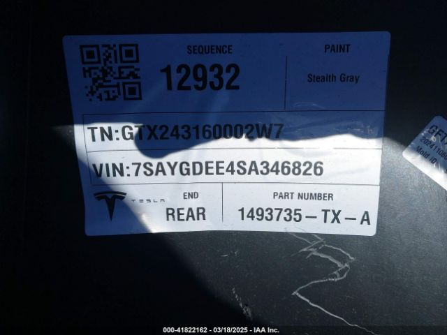 7SAYGDEE4SA346826 Tesla Model Y Long Range Dual Motor All-wheel Drive