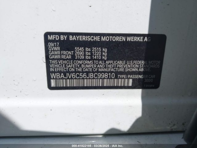 WBAJV6C56JBC99810 BMW 640i Gran Turismo Xdrive