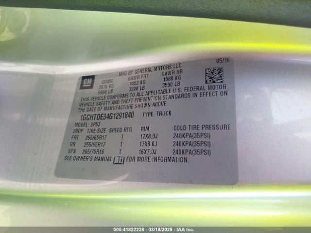 1GCHTDE34G1291840 Chevrolet Colorado Z71