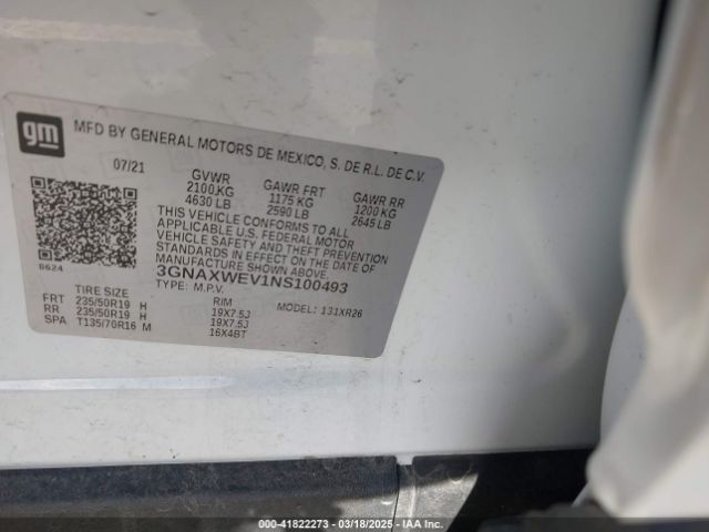 2022 CHEVROLET EQUINOX 3GNAXWEV1NS100493 Photo 8