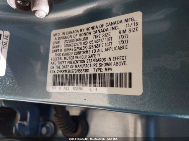 2HKRM3H57GH567381 Honda CR-V EX