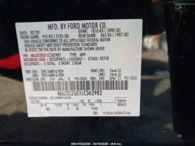 2020 FORD ECOSPORT MAJ3S2GE1LC362982 Photo 8