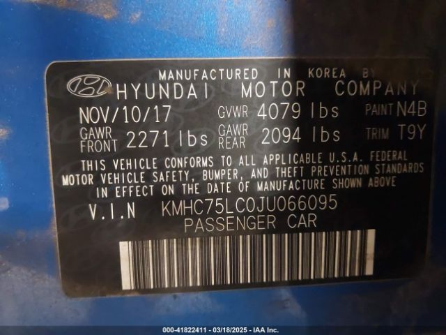 KMHC75LC0JU066095 Hyundai Ioniq Hybrid Sel