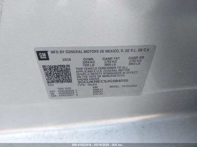 3GCUKREC5JG584055 Chevrolet Silverado 1500 2lt
