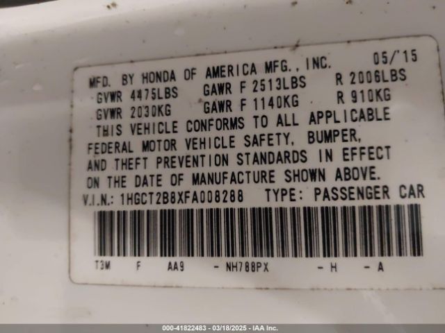1HGCT2B8XFA008288 Honda Accord Ex-l V-6