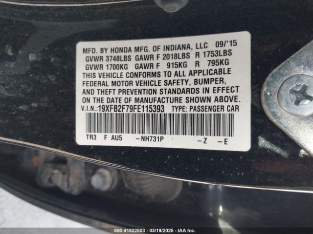 19XFB2F79FE115393 Honda CIVIC SE