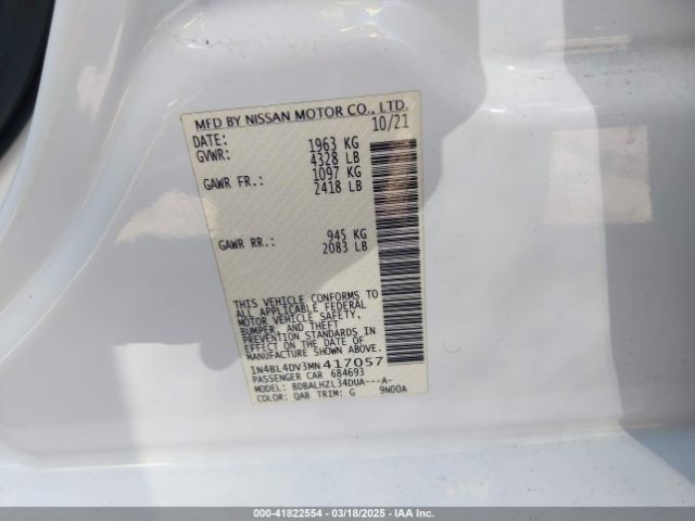 2021 NISSAN ALTIMA 1N4BL4DV3MN417057 Photo 8