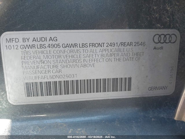 2013 AUDI A4 WAUFFAFL5DN025031 Photo 8