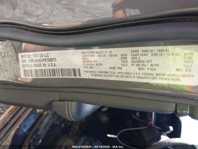1C4RJKAG4P8769673 Jeep Grand Cherokee L Altitude 4x4