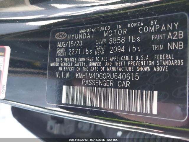 KMHLM4DG0RU640615 Hyundai ELANTRA SEL
