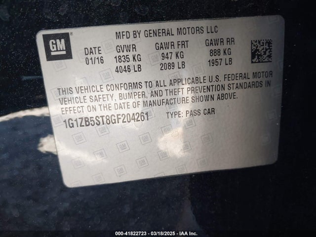 1G1ZB5ST8GF204261 Chevrolet MALIBU LS